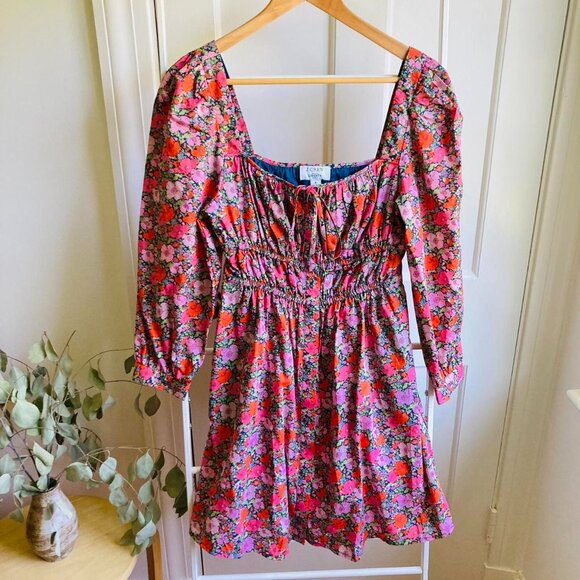 Jcrew x Liberty London Cinched-Waist Organic Cotton Mini Dress Size 6 - Picture 1 of 7
